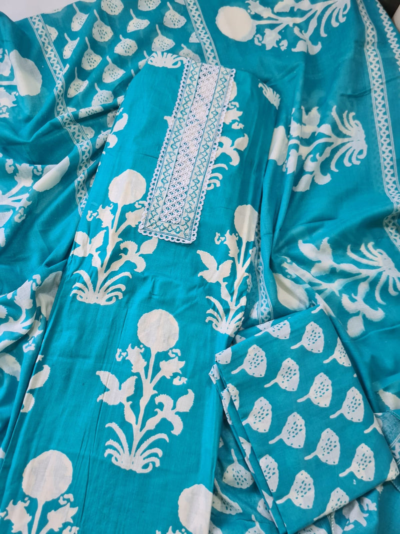 Modern Super Cotton Printed Unstiched Dress Material With Cotton Dupatta