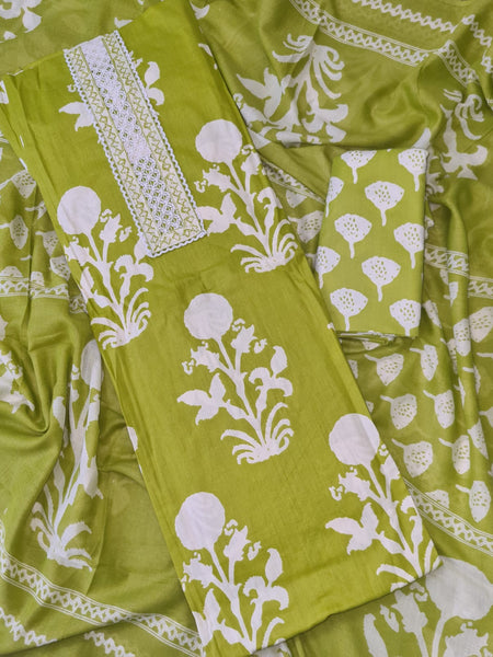 Modern Super Cotton Printed Unstiched Dress Material With Cotton Dupatta