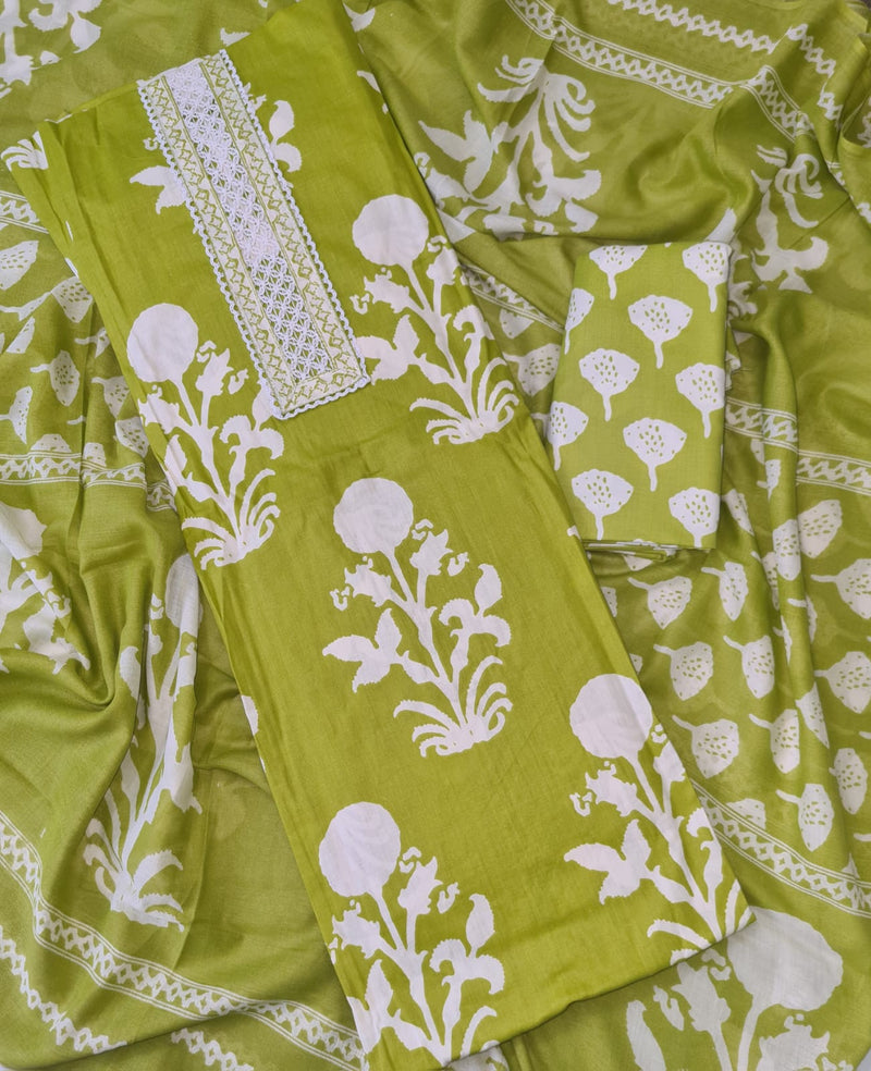 Modern Super Cotton Printed Unstiched Dress Material With Cotton Dupatta