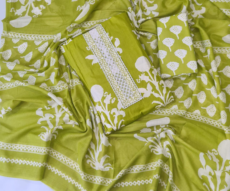 Modern Super Cotton Printed Unstiched Dress Material With Cotton Dupatta