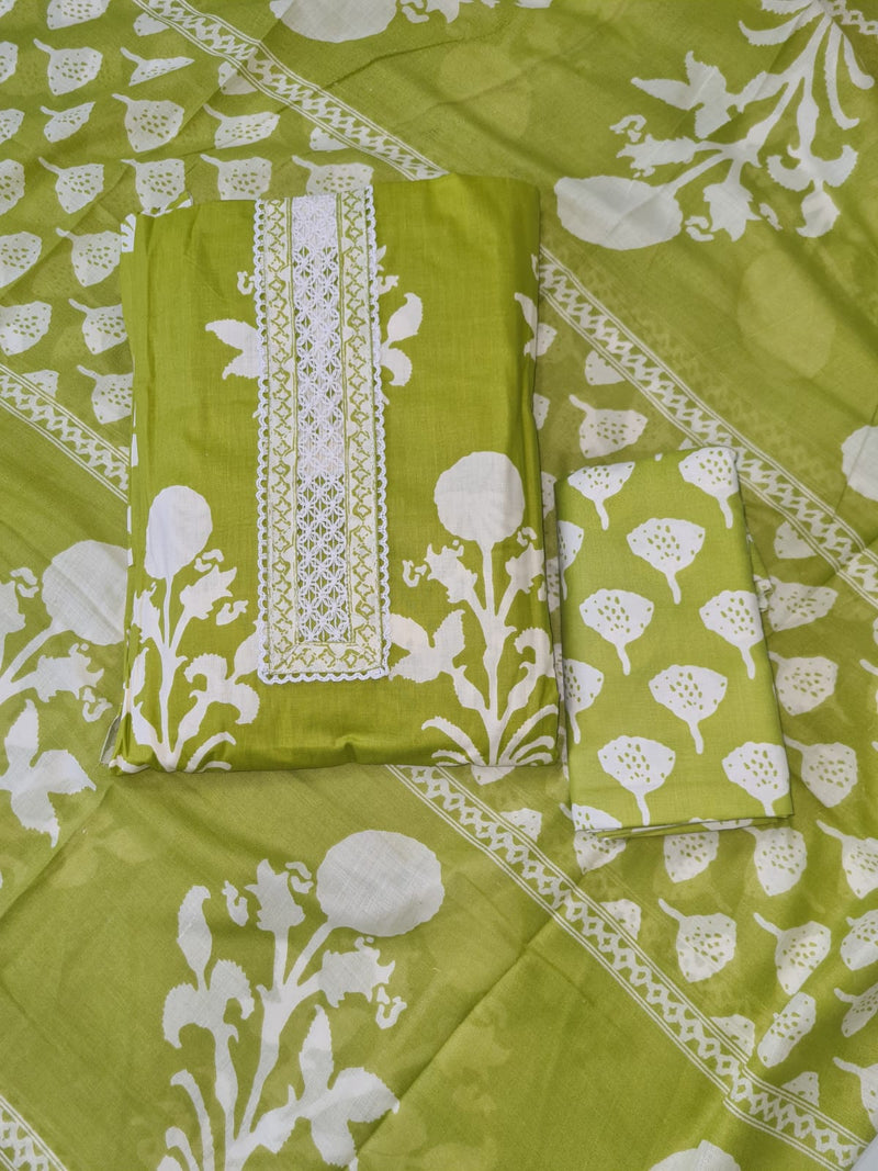 Modern Super Cotton Printed Unstiched Dress Material With Cotton Dupatta