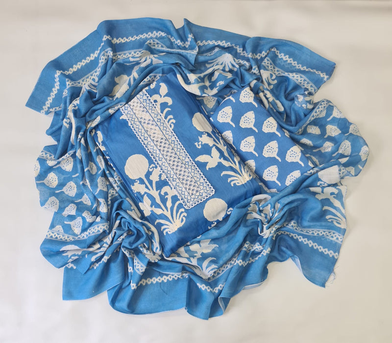 Modern Super Cotton Printed Unstiched Dress Material With Cotton Dupatta