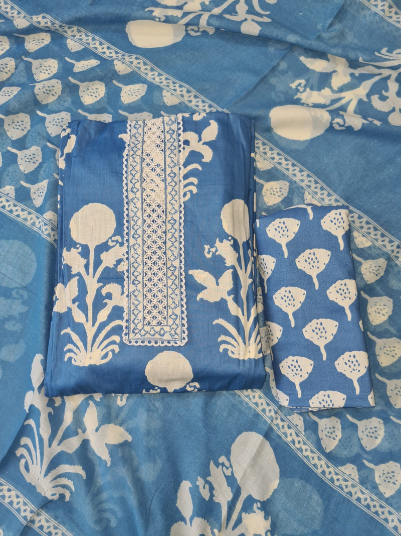 Modern Super Cotton Printed Unstiched Dress Material With Cotton Dupatta