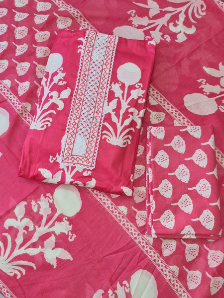 Modern Super Cotton Printed Unstiched Dress Material With Cotton Dupatta