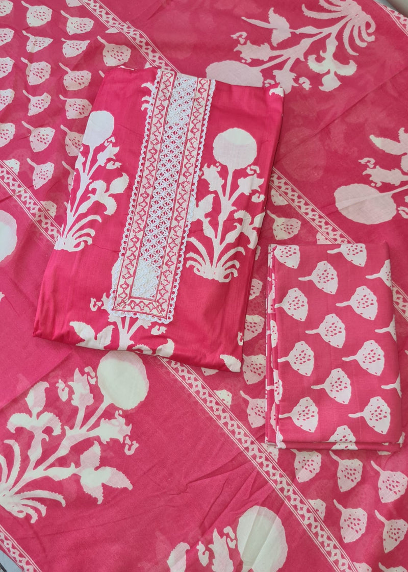 Modern Super Cotton Printed Unstiched Dress Material With Cotton Dupatta