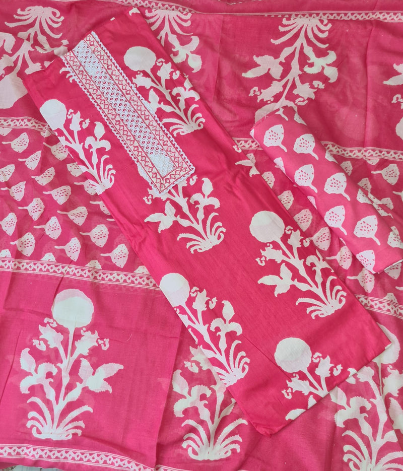 Modern Super Cotton Printed Unstiched Dress Material With Cotton Dupatta