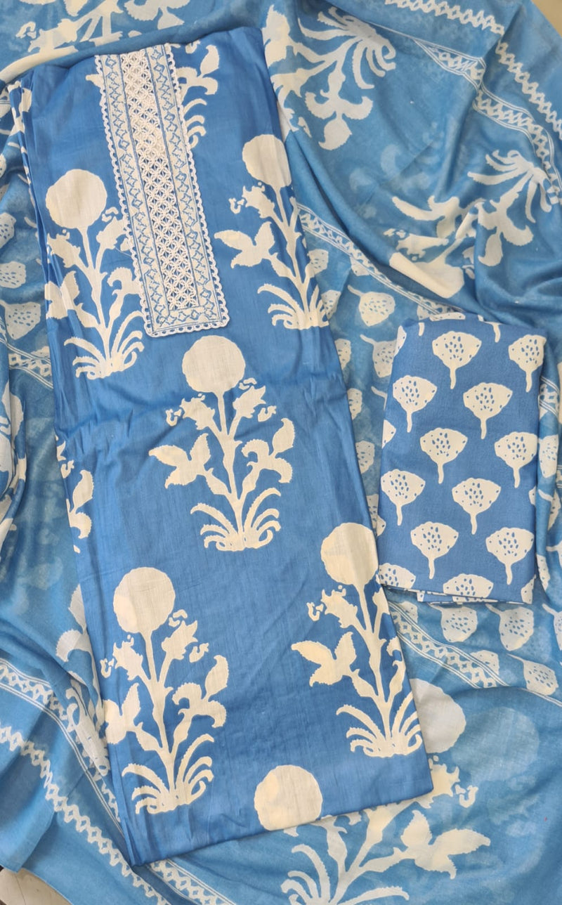Modern Super Cotton Printed Unstiched Dress Material With Cotton Dupatta