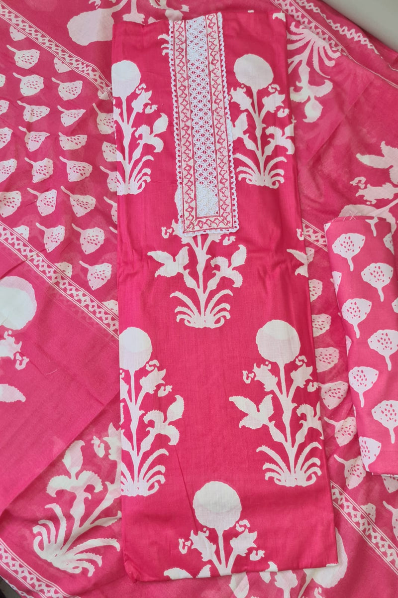 Modern Super Cotton Printed Unstiched Dress Material With Cotton Dupatta