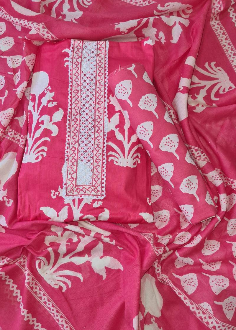 Modern Super Cotton Printed Unstiched Dress Material With Cotton Dupatta