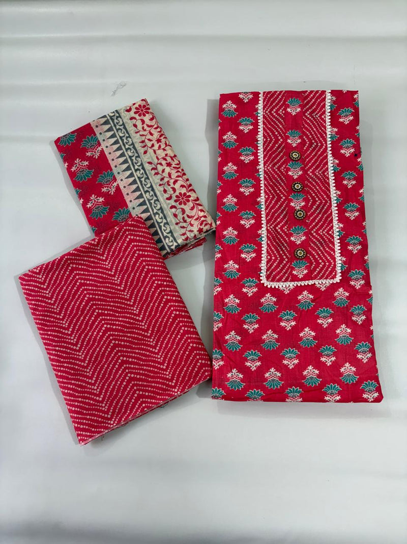 Modern Super Cotton Printed Unstiched Dress Material With Cotton Dupatta