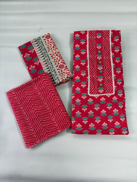 Modern Super Cotton Printed Unstiched Dress Material With Cotton Dupatta