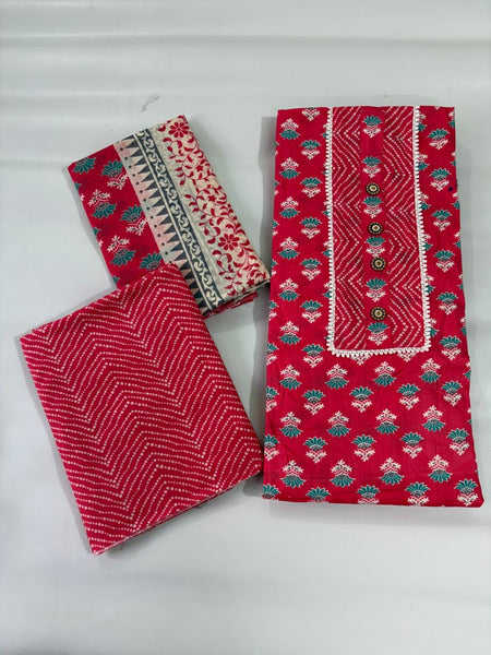 Modern Super Cotton Printed Unstiched Dress Material With Cotton Dupatta
