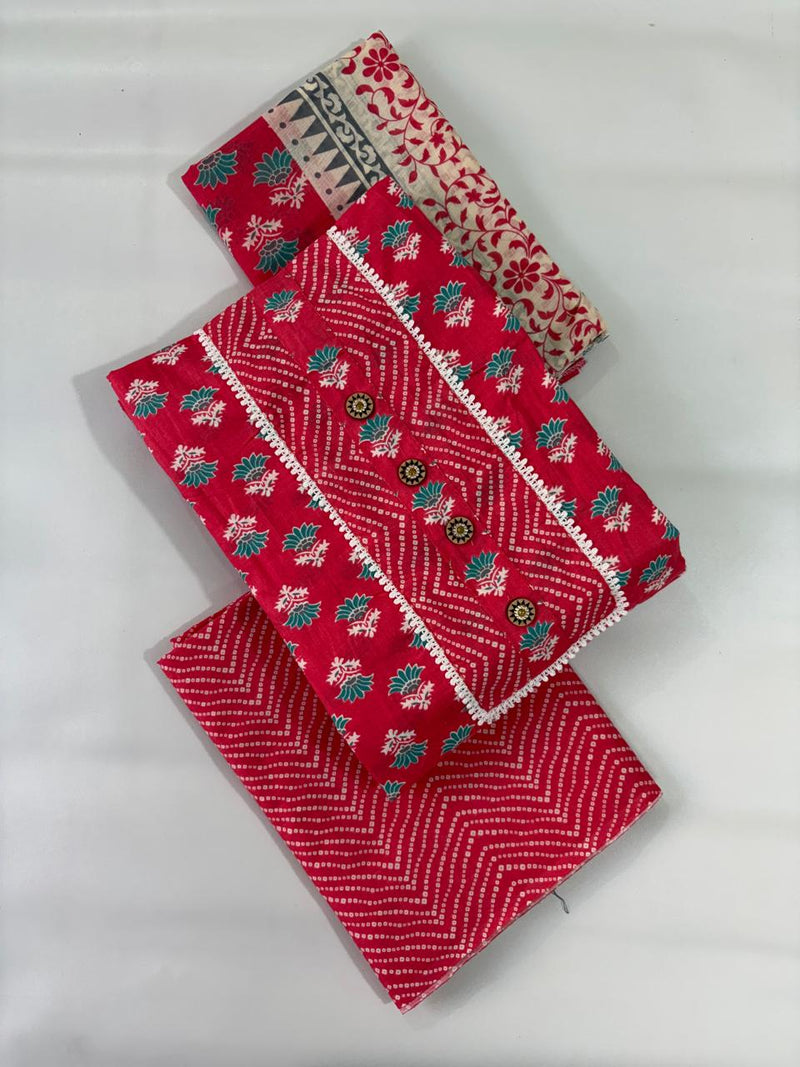 Modern Super Cotton Printed Unstiched Dress Material With Cotton Dupatta