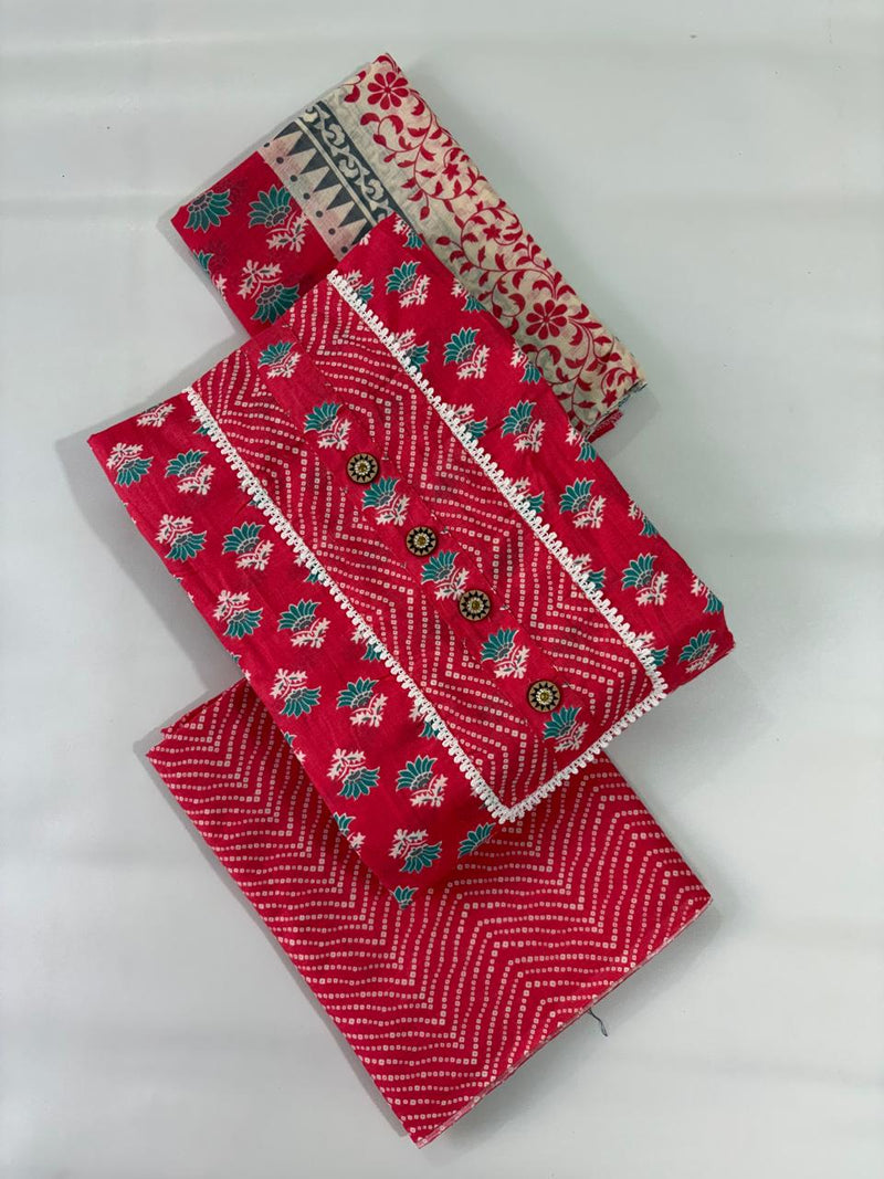 Modern Super Cotton Printed Unstiched Dress Material With Cotton Dupatta