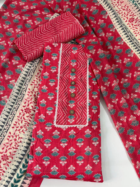 Modern Super Cotton Printed Unstiched Dress Material With Cotton Dupatta
