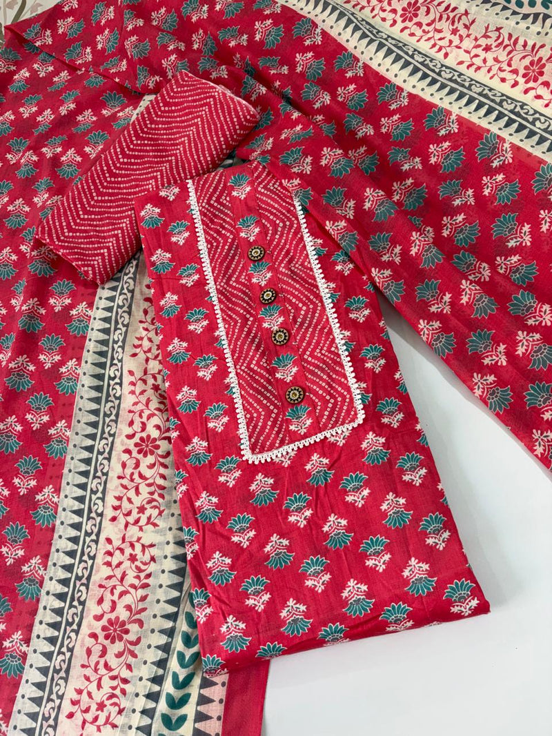Modern Super Cotton Printed Unstiched Dress Material With Cotton Dupatta