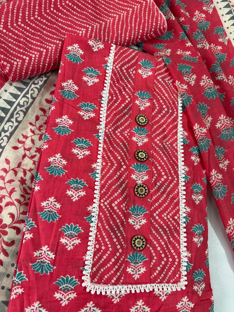 Modern Super Cotton Printed Unstiched Dress Material With Cotton Dupatta