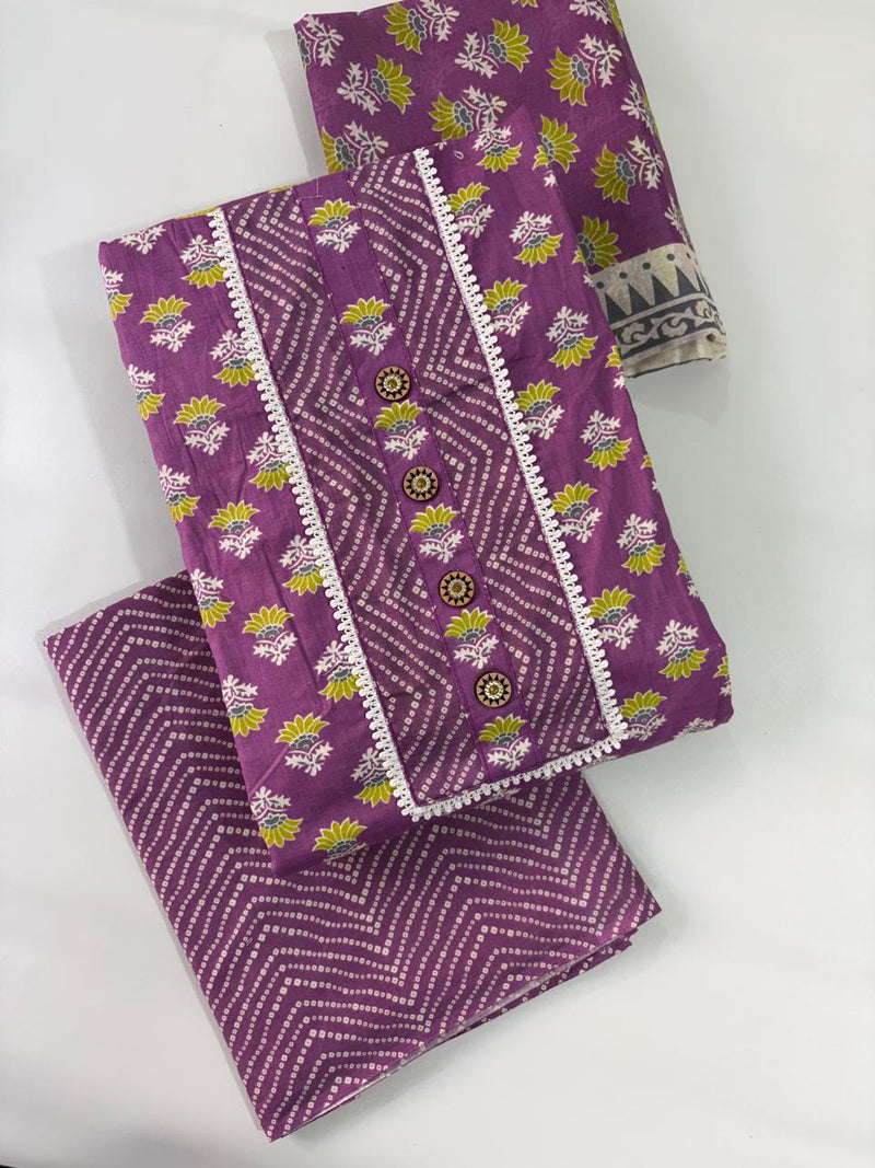 Modern Super Cotton Printed Unstiched Dress Material With Cotton Dupatta