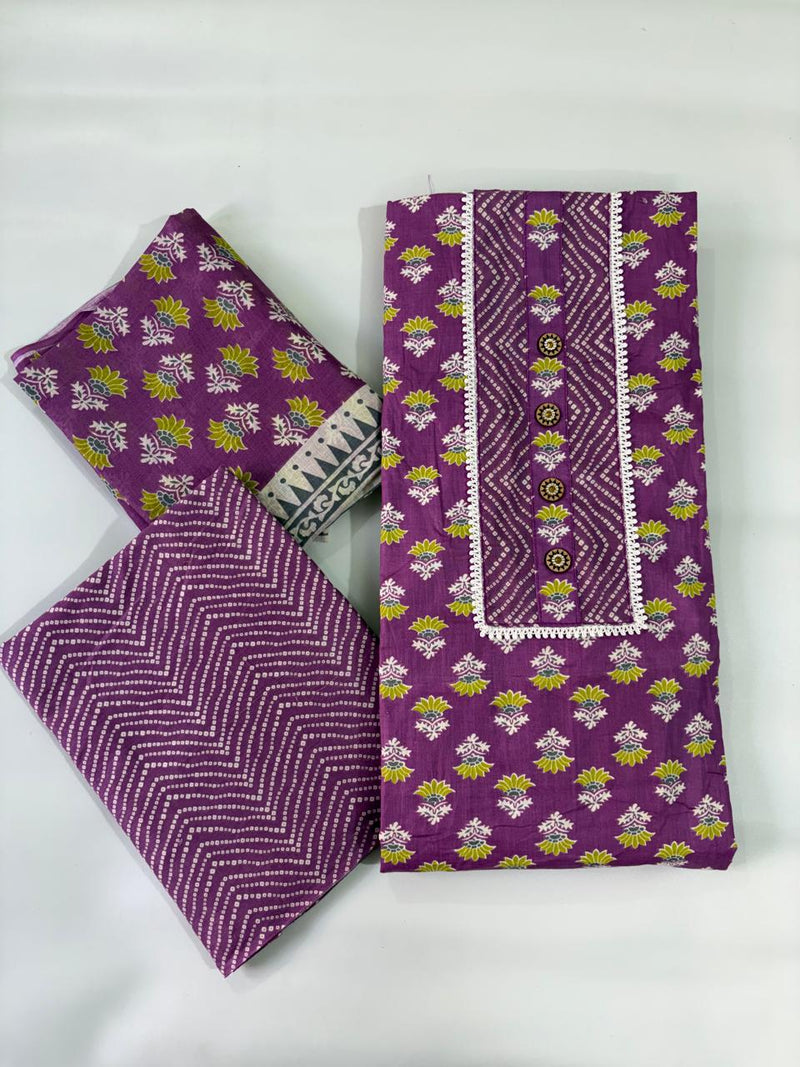 Modern Super Cotton Printed Unstiched Dress Material With Cotton Dupatta
