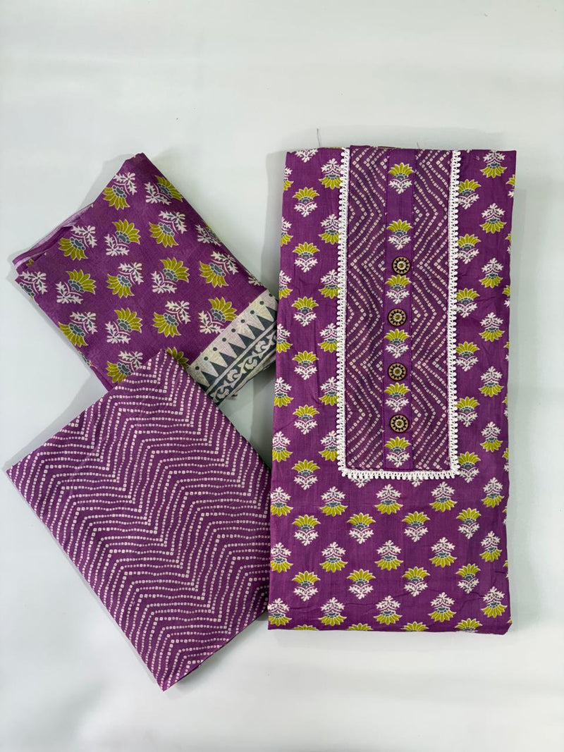 Modern Super Cotton Printed Unstiched Dress Material With Cotton Dupatta