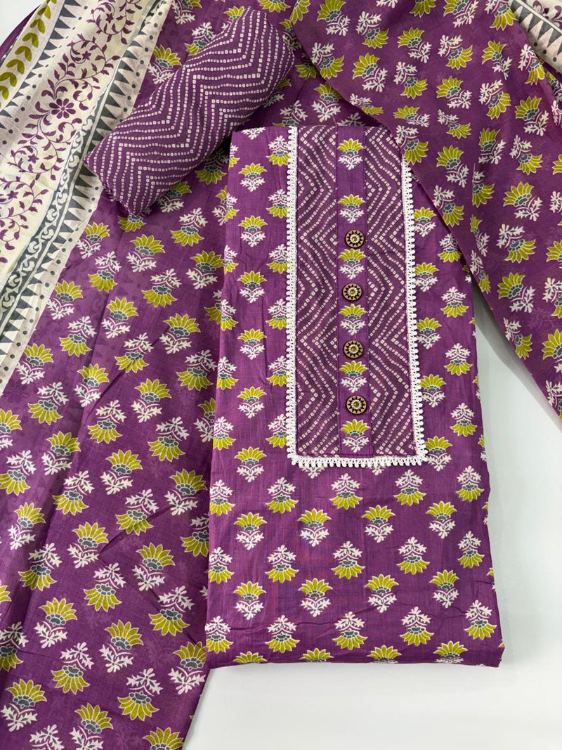 Modern Super Cotton Printed Unstiched Dress Material With Cotton Dupatta