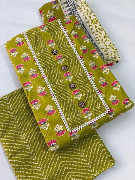Modern Super Cotton Printed Unstiched Dress Material With Cotton Dupatta