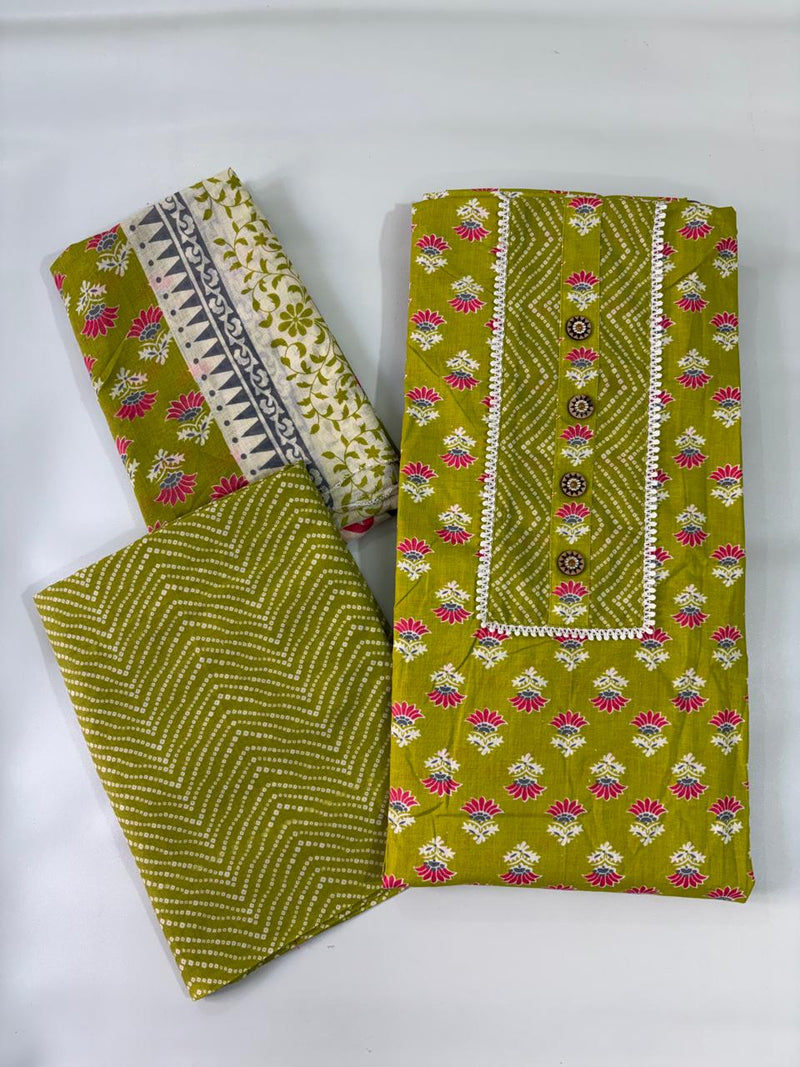 Modern Super Cotton Printed Unstiched Dress Material With Cotton Dupatta
