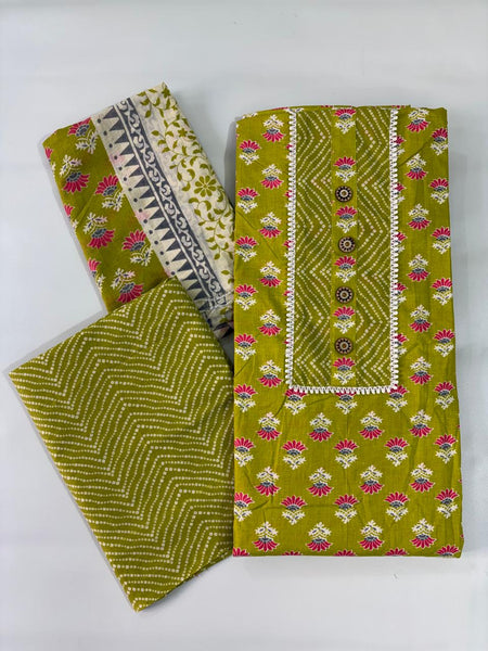 Modern Super Cotton Printed Unstiched Dress Material With Cotton Dupatta