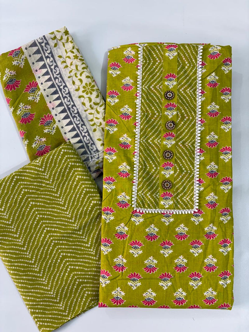 Modern Super Cotton Printed Unstiched Dress Material With Cotton Dupatta
