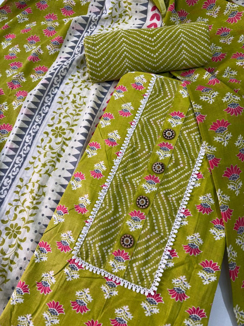 Modern Super Cotton Printed Unstiched Dress Material With Cotton Dupatta