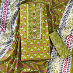 Modern Super Cotton Printed Unstiched Dress Material With Cotton Dupatta