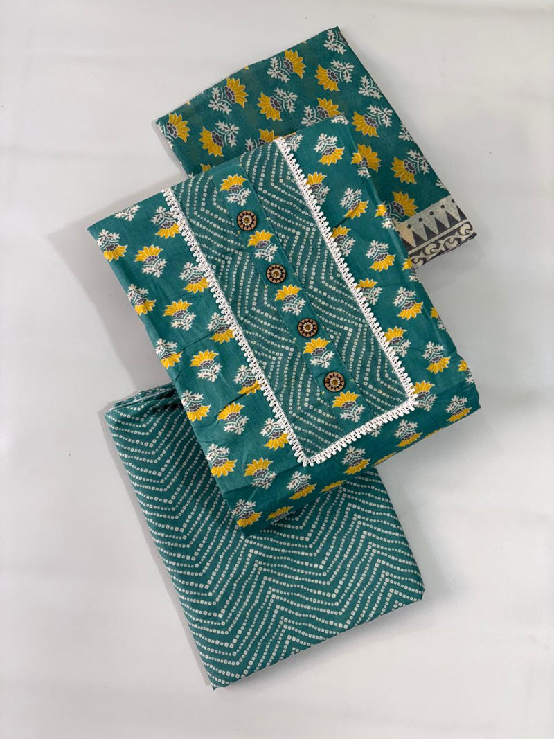 Modern Super Cotton Printed Unstiched Dress Material With Cotton Dupatta