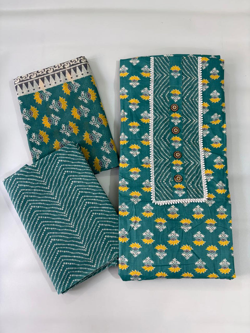 Modern Super Cotton Printed Unstiched Dress Material With Cotton Dupatta
