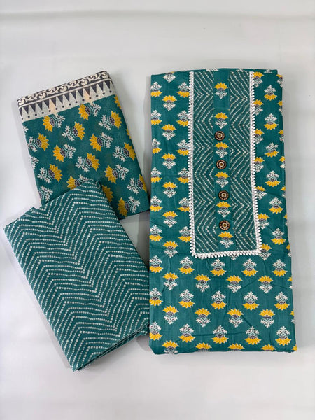 Modern Super Cotton Printed Unstiched Dress Material With Cotton Dupatta