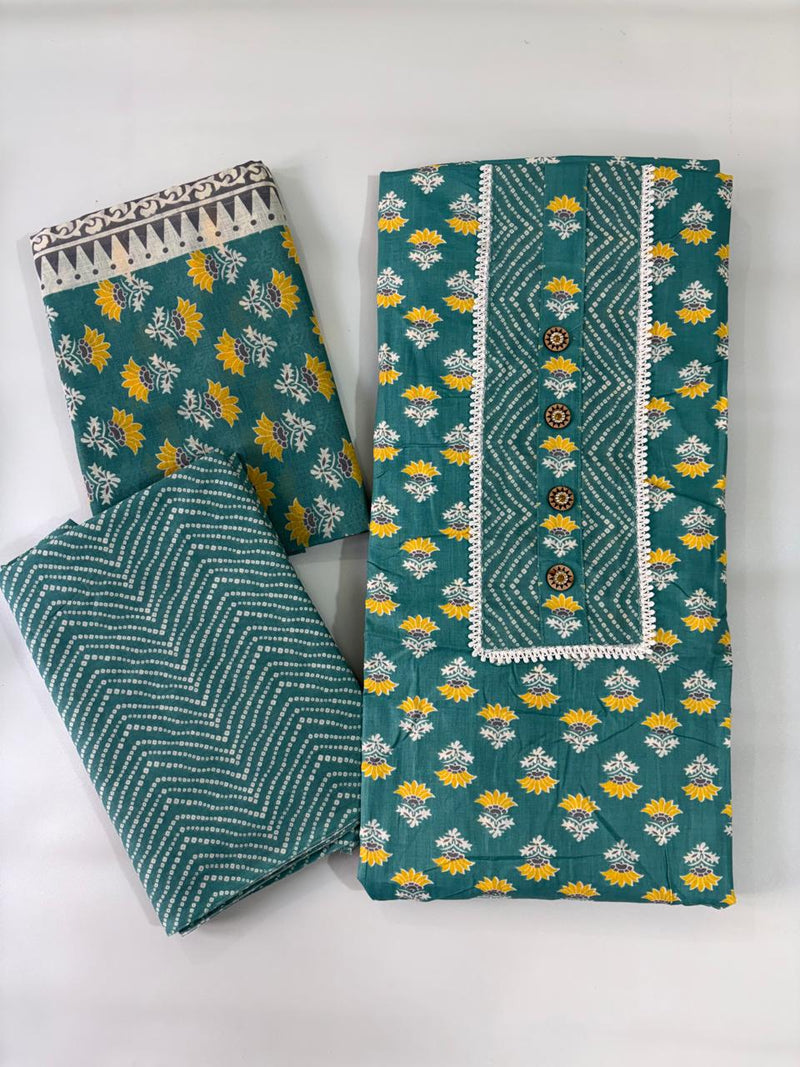 Modern Super Cotton Printed Unstiched Dress Material With Cotton Dupatta
