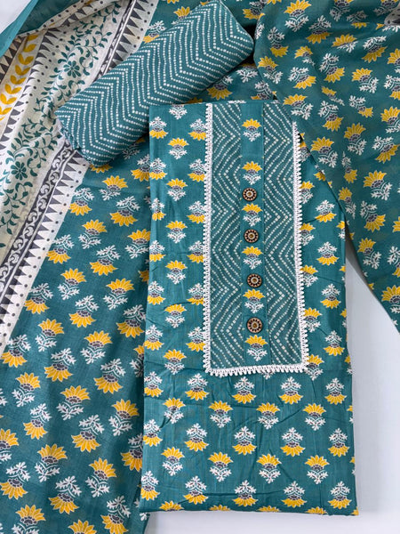 Modern Super Cotton Printed Unstiched Dress Material With Cotton Dupatta