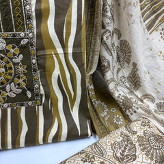 Morden Super Olive Green Printed Suit Set with Embroidered Panel & Designer Dupatta