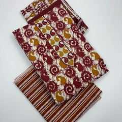 Morden Super Maroon Batik Printed Cotton Unstitched Suit Set with Dupatta