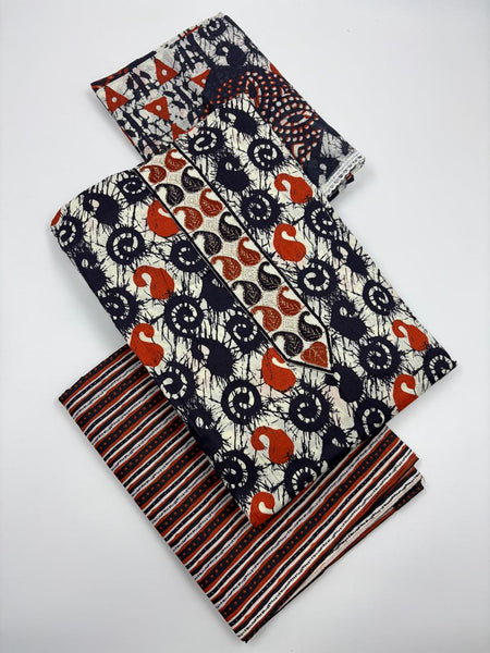 Morden Super Navy Blue Batik Printed Cotton Unstitched Suit Set with Dupatta