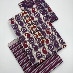 Morden Super Purple Batik Printed Cotton Unstitched Suit Set with Dupatta