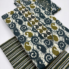 Morden Super Teal Green Batik Printed Cotton Unstitched Suit Set with Dupatta