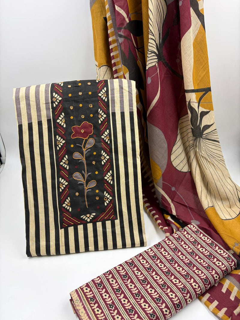 Modern Super Cotton Printed Unstiched Dress Material With Cotton Dupatta