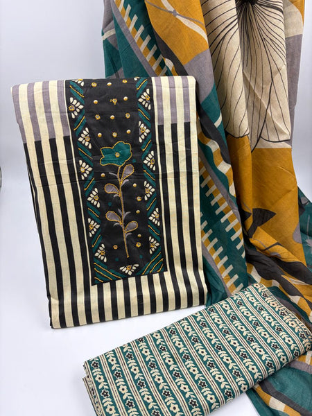 Modern Super Cotton Printed Unstiched Dress Material With Cotton Dupatta