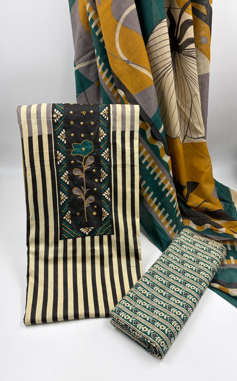 Modern Super Cotton Printed Unstiched Dress Material With Cotton Dupatta