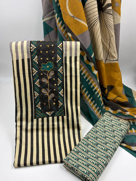 Modern Super Cotton Printed Unstiched Dress Material With Cotton Dupatta