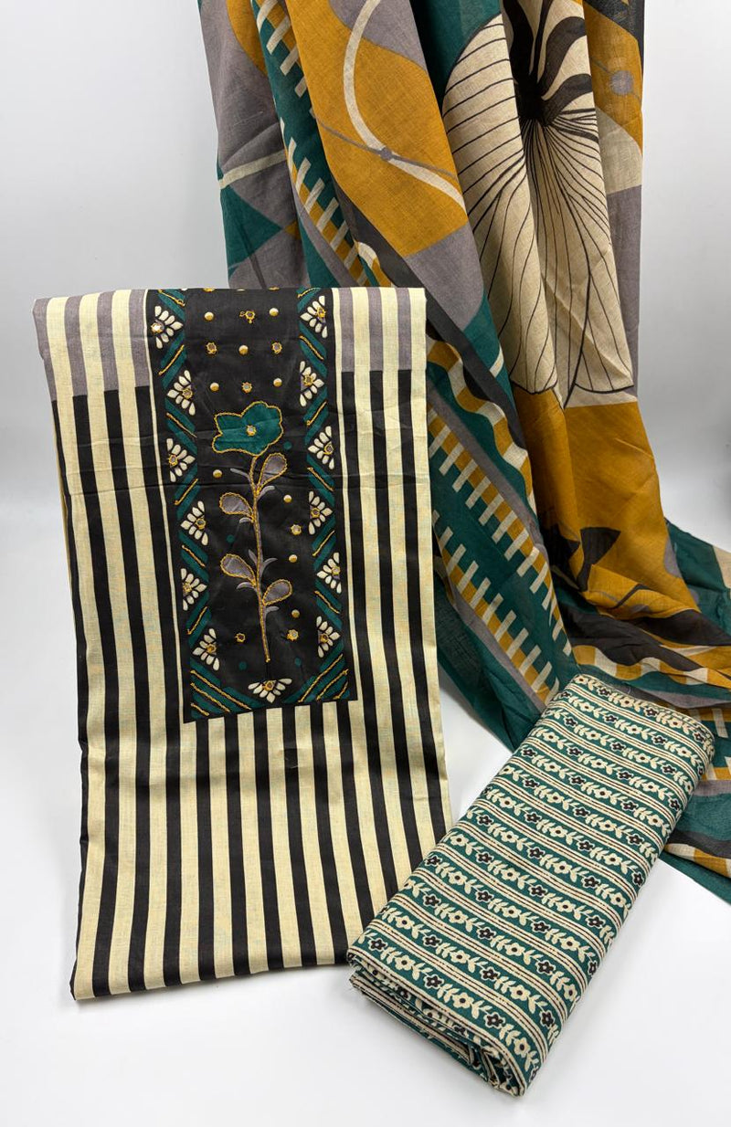 Modern Super Cotton Printed Unstiched Dress Material With Cotton Dupatta