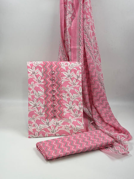 Modern Super Cotton Printed Unstiched Dress Material With Cotton Dupatta