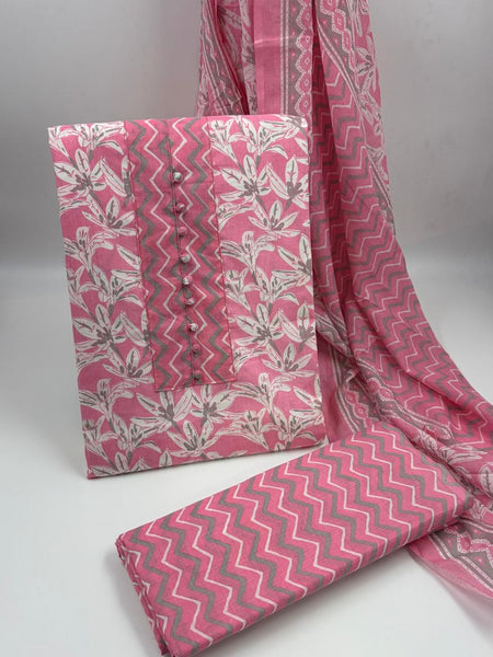 Modern Super Cotton Printed Unstiched Dress Material With Cotton Dupatta