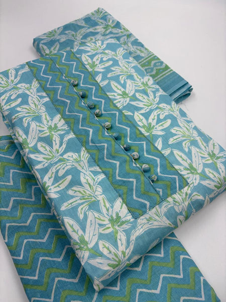 Modern Super Cotton Printed Unstiched Dress Material With Cotton Dupatta