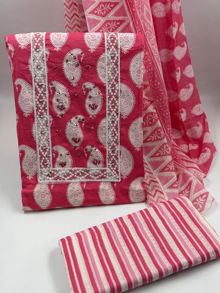 Modern Super Cotton Printed Unstiched Dress Material With Cotton Dupatta